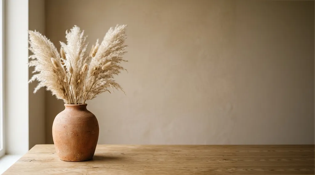 The same vase with the empty wall and table extended to the right